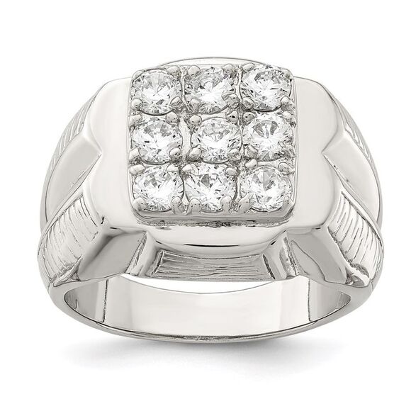 Kazi Luxury Sterling Silver Rhodium-plated CZ Ring